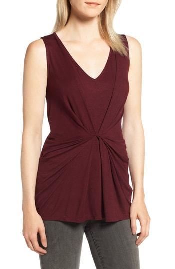 Women's Trouve Seam Drape Front Tank, Size - Burgundy