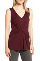Women's Trouve Seam Drape Front Tank, Size - Burgundy