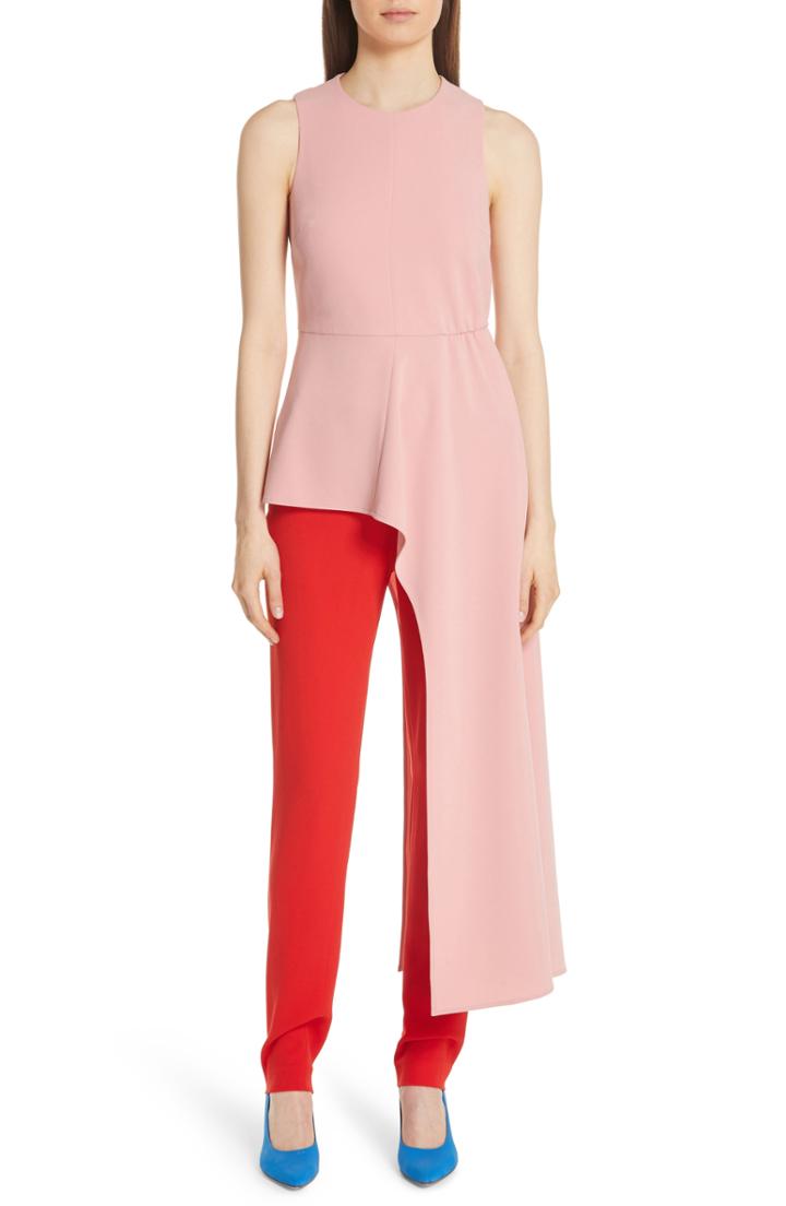 Women's Tibi Asymmetrical Draped Top - Pink