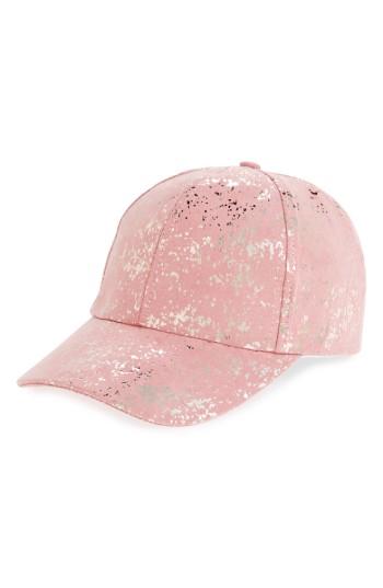 Women's Amici Accessories Metallic Foil Ball Cap - Pink