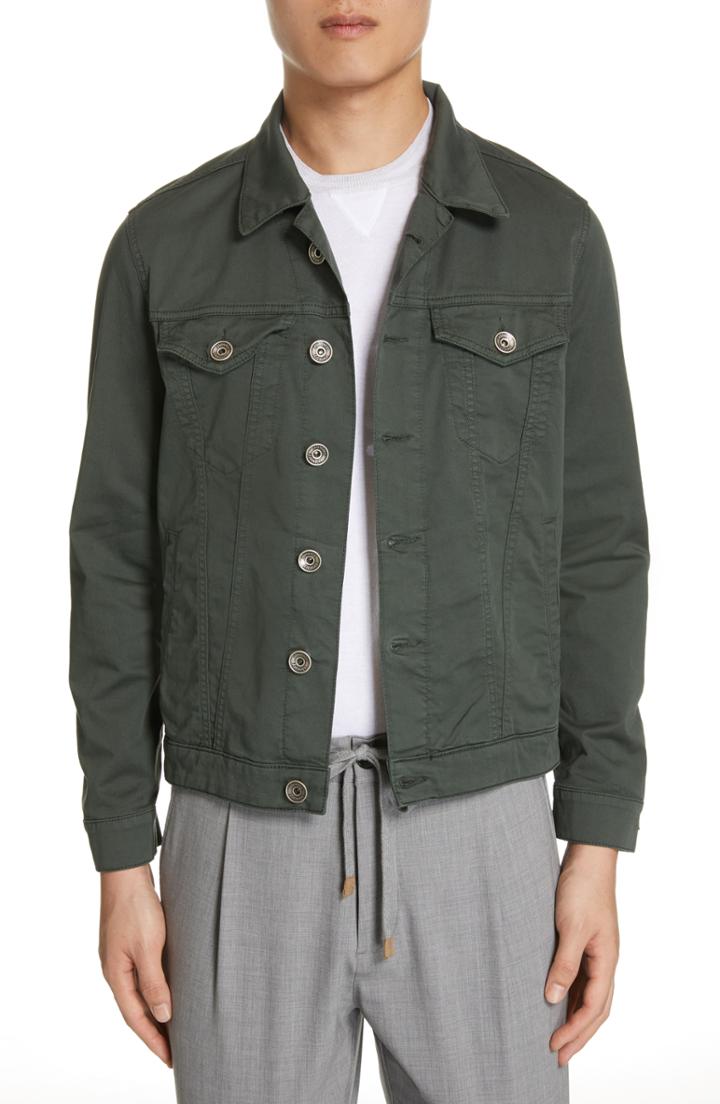 Men's Eleventy Classic Trucker Jacket, Size - Green