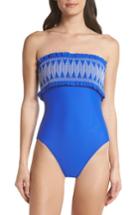 Women's Ted Baker London Smocked Bandeau One-piece Swimsuit - Blue