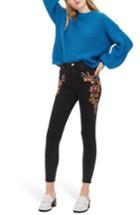 Women's Topshop Jamie Embroidered High Waist Skinny Jeans X 30 - Black