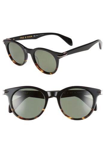 Men's Rag & Bone 49mm Polarized Round Sunglasses - Black Havana