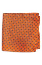 Men's Eton Geometric Silk Pocket Square, Size - Orange