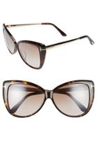 Women's Tom Ford Reveka 59mm Special Fit Butterfly Sunglasses - Havana/ Rose Gold/ Brown Flash
