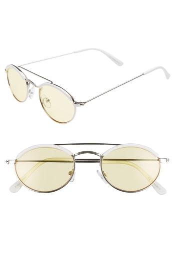 Women's Glance Eyewear 50mm Round Sunglasses - White/ Yellow