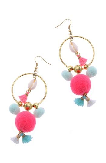 Women's Nakamol Design Pom Hoop Earrings