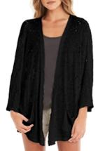 Women's Mchael Stars Drape Front Ripped Kimono, Size - Black
