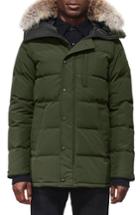 Men's Canada Goose 'carson' Slim Fit Hooded Packable Parka With Genuine Coyote Fur Trim, Size - Green
