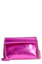 Street Level Rolltop Faux Leather Clutch - Pink