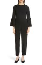 Women's Tibi Bell Cuff Structured Crepe Jumpsuit - Black