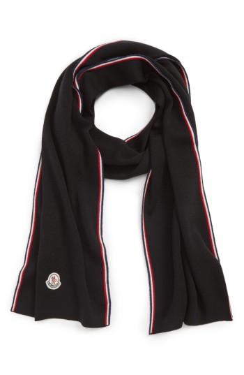 Men's Moncler Wool Scarf, Size - Black