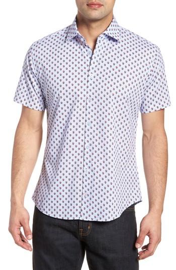 Men's Stone Rose Contemporary Fit Monkey Print Sport Shirt (l) - Orange