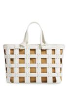 Trademark Frances Cage Leather & Canvas Tote - White