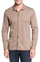 Men's David Donahue Interlock Knit Sport Shirt, Size - Brown