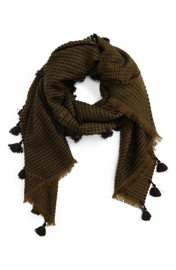 Women's Madewell Zigzag Tassel Scarf, Size - Green