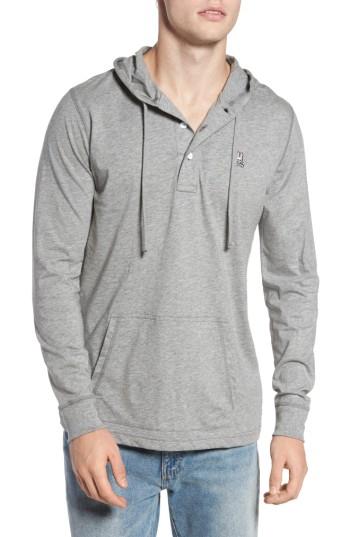 Men's Psycho Bunny Delano Henley Hoodie - Grey