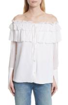 Women's Opening Ceremony Off The Shoulder Silk Chiffon Top - White