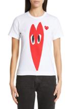 Women's Comme Des Garcons Play Stretch Heart Tee - White