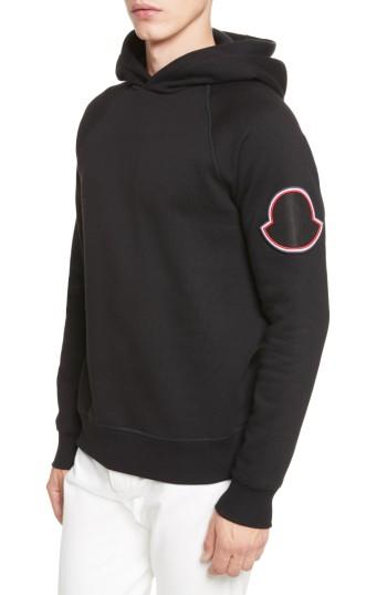 Men's Moncler Patch Sleeve Hoodie - Black