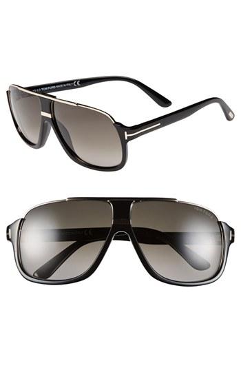Women's Tom Ford 'eliot' 60mm Sunglasses - Shiny Black/ Rose Gold