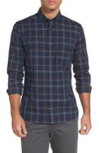 Men's Nordstrom Men's Shop Slim Fit Non-iron Plaid Sport Shirt - Blue