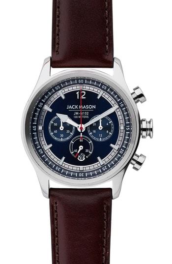 Men's Jack Mason Nautical Chronograph Leather Watch, 42mm