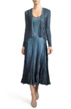 Women's Komarov Lace Inset Midi Dress With Jacket - Blue