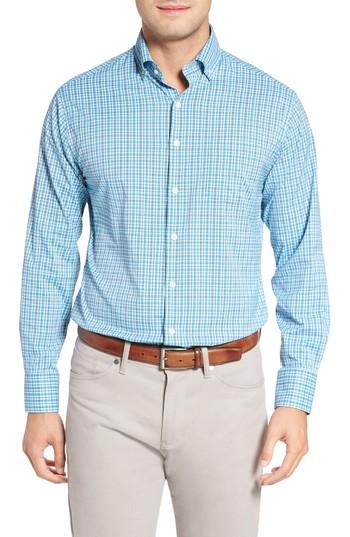 Men's Peter Millar Barber Regular Fit Check Performance Sport Shirt - Blue