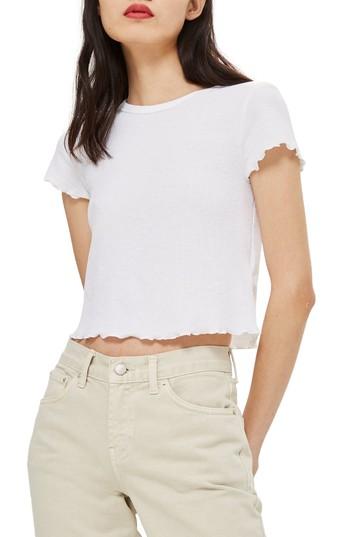 Women's Topshop Waffle Short Sleeve T-shirt Us (fits Like 0-2) - White