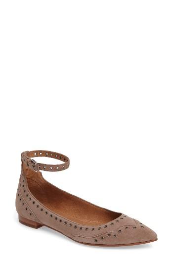 Women's Frye Sienna Ankle Strap Ballet Flat .5 M - Grey