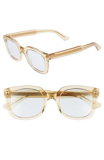 Men's Gucci 50mm Square Sunglasses - Transparent Mustard