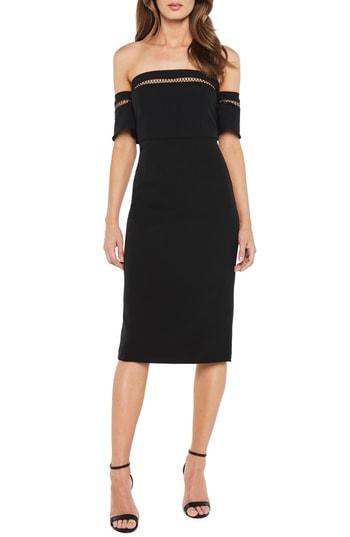 Women's Bardot Sacha Diamond Lattice Trim Sheath Dress - Black