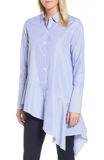 Women's Nordstrom Signature Asymmetrical Stripe Shirt - Blue