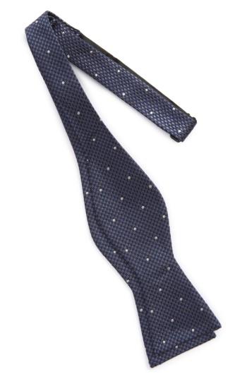 Men's Calibrate Houndstooth Dot Silk Bow Tie, Size - Blue