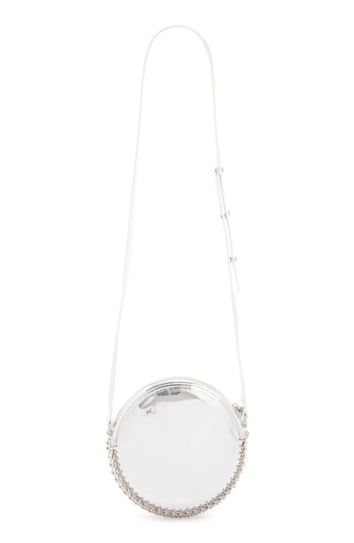 Paco Rabanne Calfskin Leather Circle Crossbody Bag - Metallic