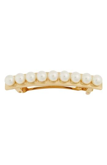 L. Erickson Imitation Pearl & Metal Barrette