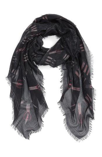 Women's Valentino Loveblade Modal & Cashmere Scarf, Size - Black