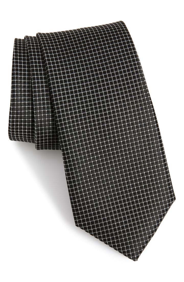 Men's Nordstrom Men's Shop Kensington Check Silk Tie, Size - Black
