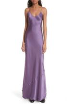 Women's Nili Lotan Silk Camisole Gown - Purple