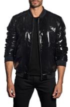 Men's Jared Lang Trim Fit Shiny Black Bomber Jacket, Size - Black