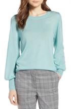 Women's Halogen Puff Sleeve Sweater, Size - Blue