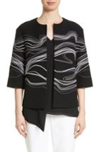 Women's St. John Collection Bella Brushstroke Double Weave Jacket, Size - Black
