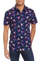 Men's Bonobos Slim Fit Hummingbird Print Sport Shirt R - Blue