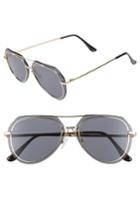 Women's Leith 60mm Metal Trim Flat Aviator Sunglasses - Gold/ Black