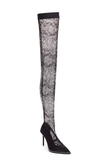 Women's Alexander Wang Lyra Thigh-high Fishnet Stocking Pump Us / 40eu - Black