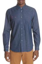 Men's Ps Paul Smith Denim Shirt With Embroidery - Blue