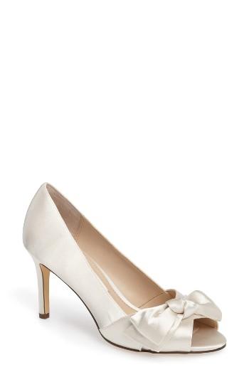 Women's Nina Forbet Peep Toe Bow Pump M - Ivory