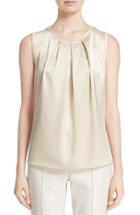Women's St. John Collection Pleated Liquid Satin Shell
